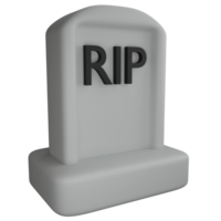 Headstone RIP clipart flat design icon isolated on transparent background, 3D render Halloween concept png