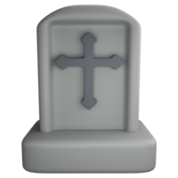 Headstone cross clipart flat design icon isolated on transparent background, 3D render Halloween concept png