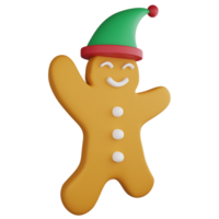 Gingerbread man clipart flat design icon isolated on transparent background, 3D render Christmas and New year concept png