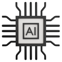 ai digital chip procesador clipart plano diseño icono aislado en transparente fondo, 3d hacer tecnología y ai concepto png