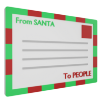 Letter from Santa clipart flat design icon isolated on transparent background, 3D render Christmas and New year concept png