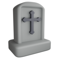 Headstone cross clipart flat design icon isolated on transparent background, 3D render Halloween concept png