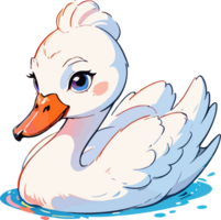 cisne pássaro desenho animado estilo png