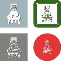 Unique Studying on Desk Icon Design vector
