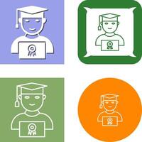 Unique Student Holding Degree Icon Design vector