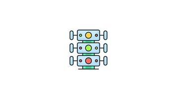 Data centre Icon in Colored Outline Style, easy to use with Transparent Background video