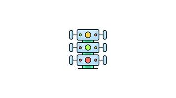 Data centre Icon in Colored Outline Style, easy to use with Transparent Background video