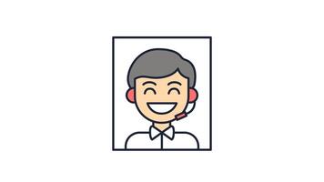 Customer support Icon in Colored Outline Style, easy to use with Transparent Background video