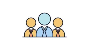 Group Management Icon in Colored Outline Style, easy to use with Transparent Background video