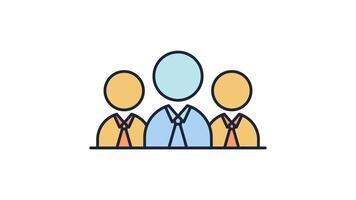 Group Management Icon in Colored Outline Style, easy to use with Transparent Background video