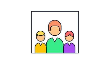 Group Management Icon in Colored Outline Style, easy to use with Transparent Background video