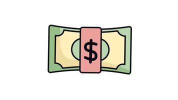 dollar icoon in gekleurde schets stijl, gemakkelijk naar gebruik met transparant achtergrond video