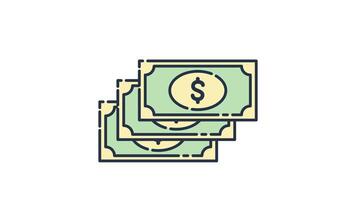 Dollar Icon in Colored Outline Style, easy to use with Transparent Background video