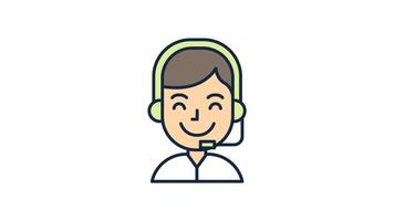 Customer support Icon in Colored Outline Style, easy to use with Transparent Background video