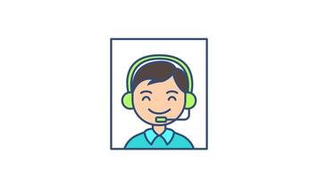 Customer support Icon in Colored Outline Style, easy to use with Transparent Background video