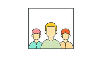 Group Management Icon in Colored Outline Style, easy to use with Transparent Background video