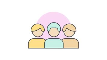 Group Management Icon in Colored Outline Style, easy to use with Transparent Background video