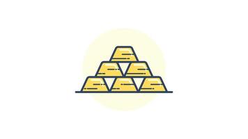 Gold Icon in Colored Outline Style, easy to use with Transparent Background video