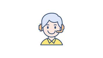 Customer support Icon in Colored Outline Style, easy to use with Transparent Background video