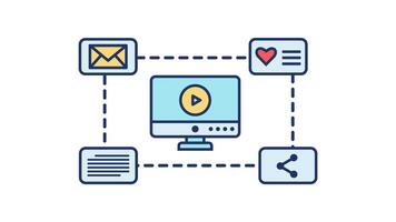 datos compartiendo icono en de colores contorno estilo, fácil a utilizar con transparente antecedentes video