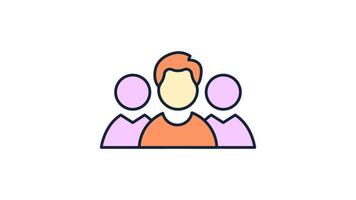Group Management Icon in Colored Outline Style, easy to use with Transparent Background video