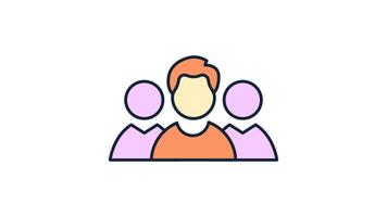 Group Management Icon in Colored Outline Style, easy to use with Transparent Background video