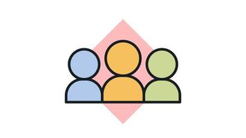 Group Management Icon in Colored Outline Style, easy to use with Transparent Background video