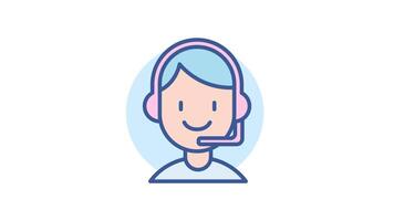 Customer support Icon in Colored Outline Style, easy to use with Transparent Background video