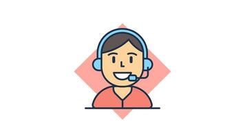 Customer support Icon in Colored Outline Style, easy to use with Transparent Background video