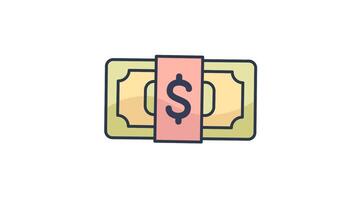 Dollar Icon in Colored Outline Style, easy to use with Transparent Background video