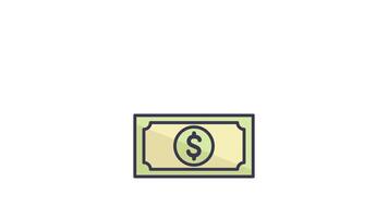 Dollar Icon in Colored Outline Style, easy to use with Transparent Background video