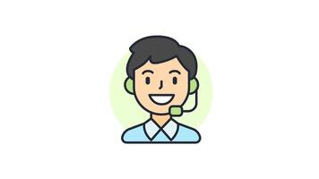 Customer support Icon in Colored Outline Style, easy to use with Transparent Background video