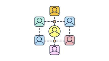 Data Sharing Icon in Colored Outline Style, easy to use with Transparent Background video