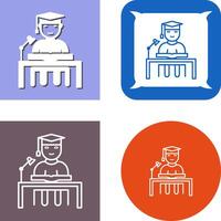 Unique Studying on Desk Icon Design vector