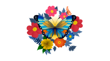 une papillon sur une fleur, papillon succion nectar de fleurs proche en haut papillon sur une fleurs, vibrant Prairie avec coloré papillon et épanouissement fleurs, vif fleurs png