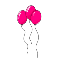 três Rosa balões em uma transparente fundo png