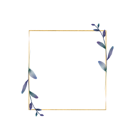 Gold Square Frame with Decorative Plants on a Transparent Background png