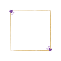 Gold Square Frame With Purple Hearts png