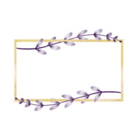 Decorative Gold Rectangular Frame with Watercolor Plants png