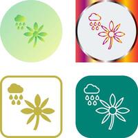 Flower with rain Icon Design vector