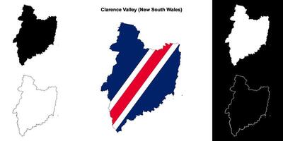 Clarence Valley blank outline map set vector