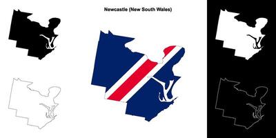 Newcastle blank outline map set vector