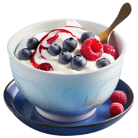 Delicious berry yoghurt with fresh berries png