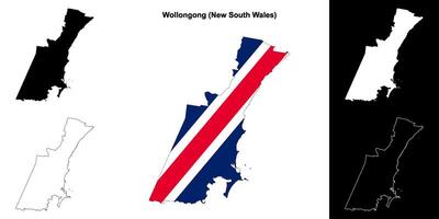 Wollongong blank outline map set vector