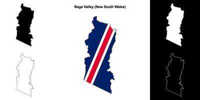 Bega Valley blank outline map set vector