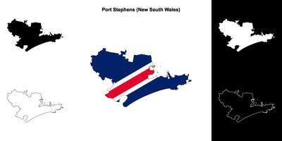 Port Stephens blank outline map set vector