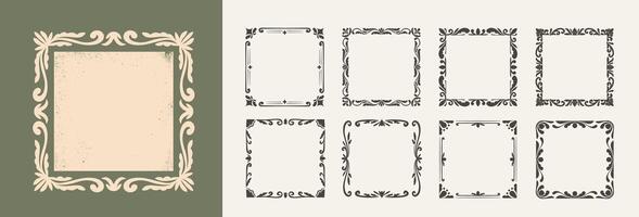 Vintage Ornament Frames collection. Elegant Decorative Square Border for Wedding Invitation and Scrapbooking design vector