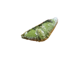 Green Tea Matcha Croissants stuffed with red bean paste on wooden plate. Top view. on transparent background png