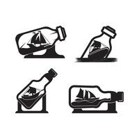 barco en un botella símbolo logo icono, ilustración diseño vector