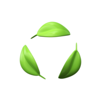 Recycling sign. 3d Leaf recycle eco green symbol. png
